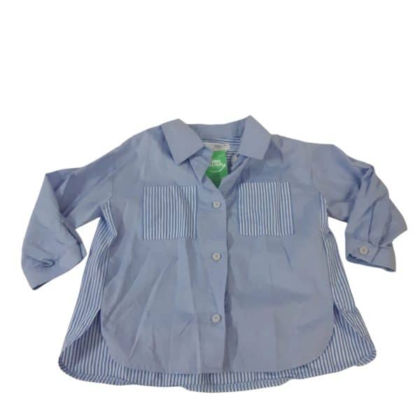 CAMISA CELESTE BOLSILLO RAYAS ZARA T12/18M