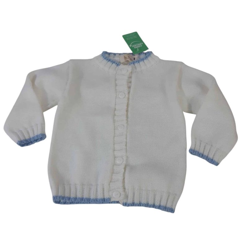 SACO TEJIDO BCO BORDE CELESTE LE BLEU 9/12MAPROX