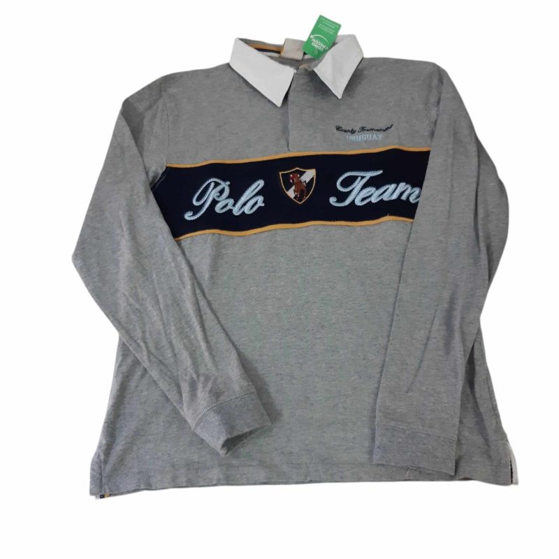 REMERA GRIS AZUL CUELLO BLANCO OLE OLE T14/16