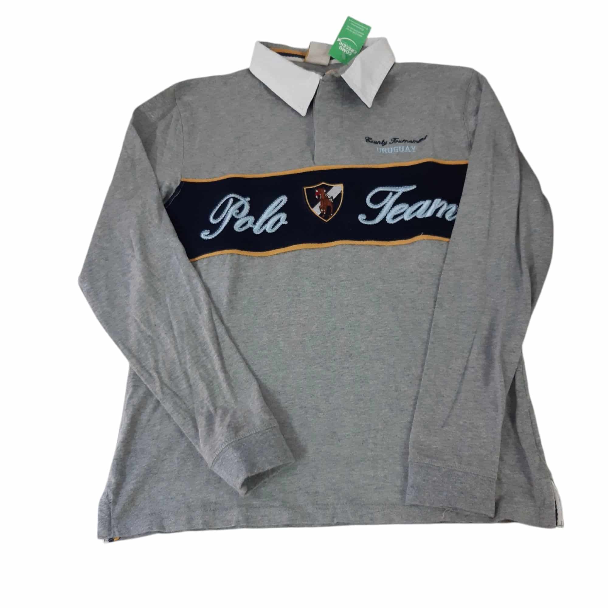 REMERA GRIS AZUL CUELLO BLANCO OLE OLE T14/16