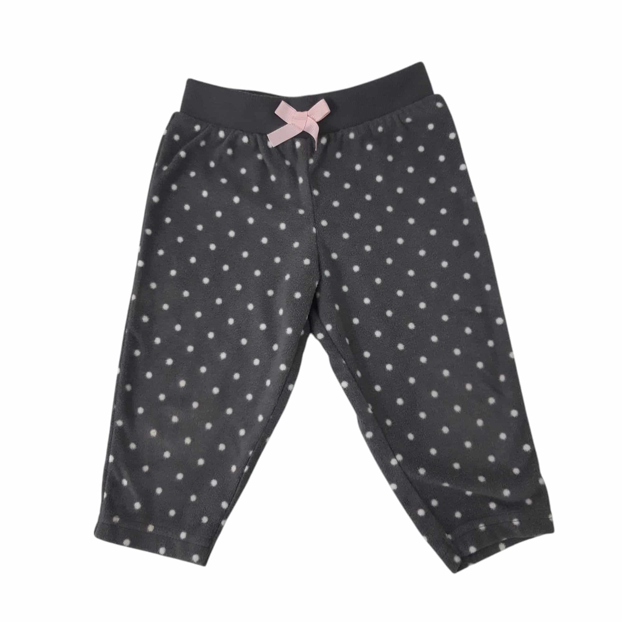 PANTALON POLAR GRIS LUNARES BLANCOS MOÑA ROSADA CARTERS T3/6M