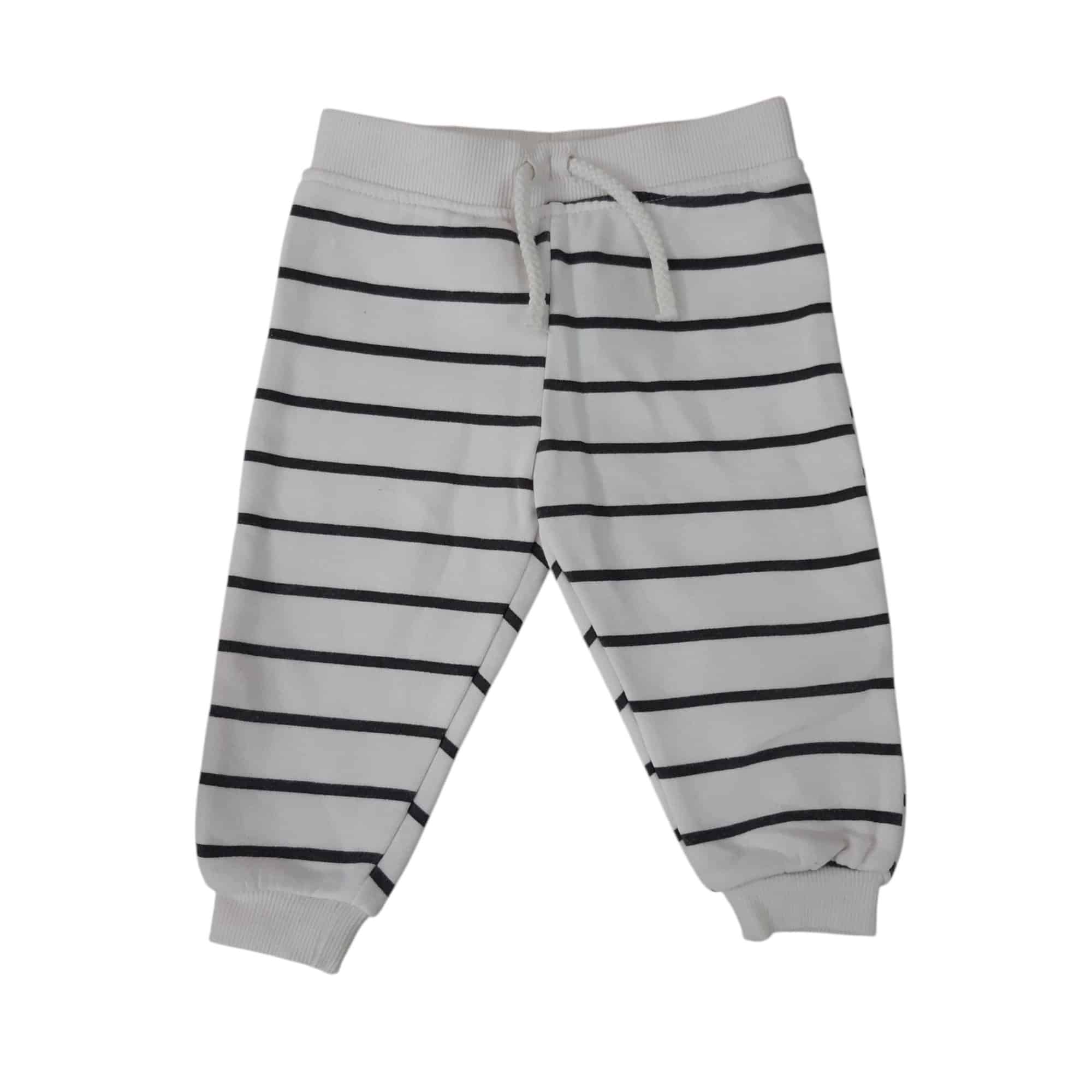 PANTALON DEP BLANCO RAYAS NEGRAS PRIMARK T6/9M