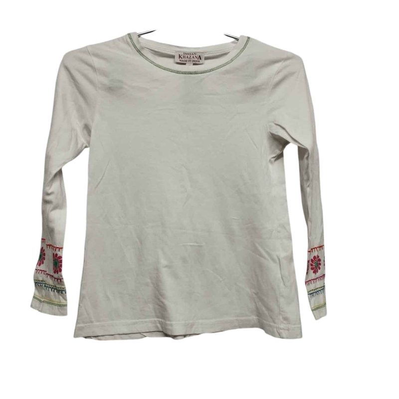 REMERA ALG BCO FLORES PINTADAS BORDADO EN MANGAS INDIAN KHAZANA T10ap