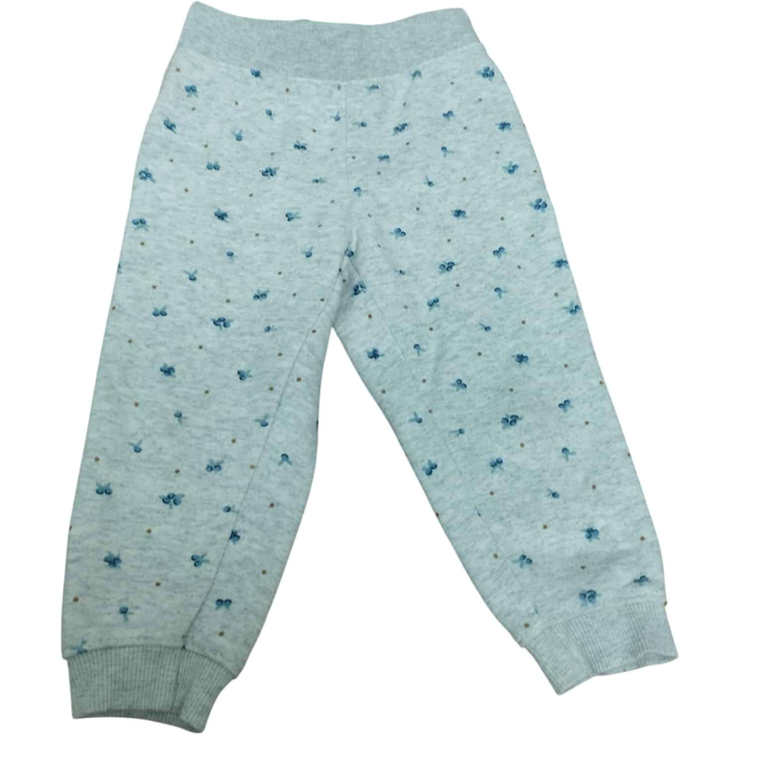 PANTALON ALG C FELPA GRIS PUNTITOS  FLORCITAS TEDDY BOOM 12-18 M