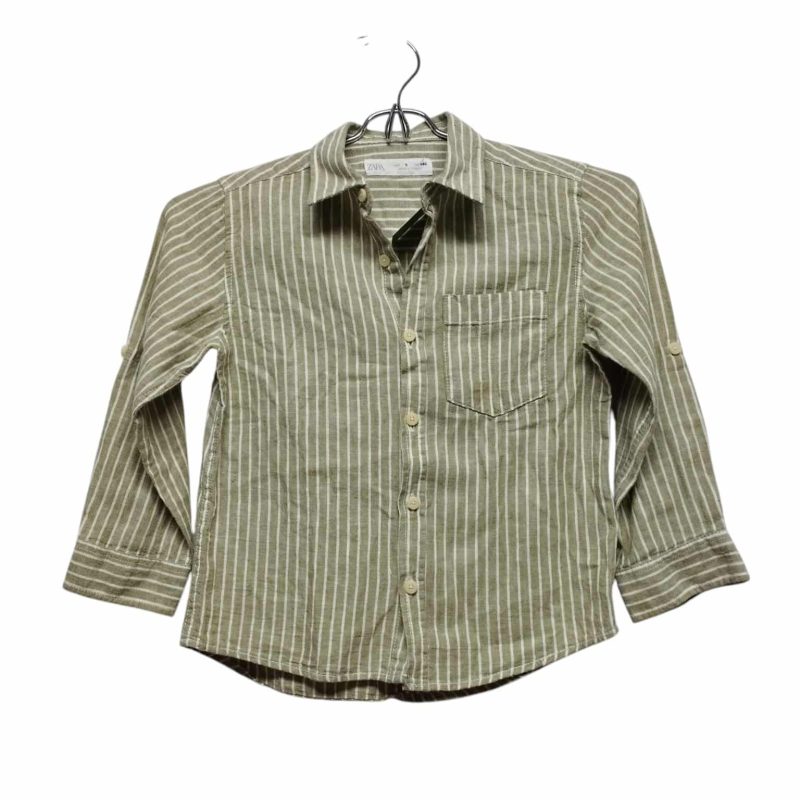 CAMISA A RAYAS VERDE BCO ZARA T 6