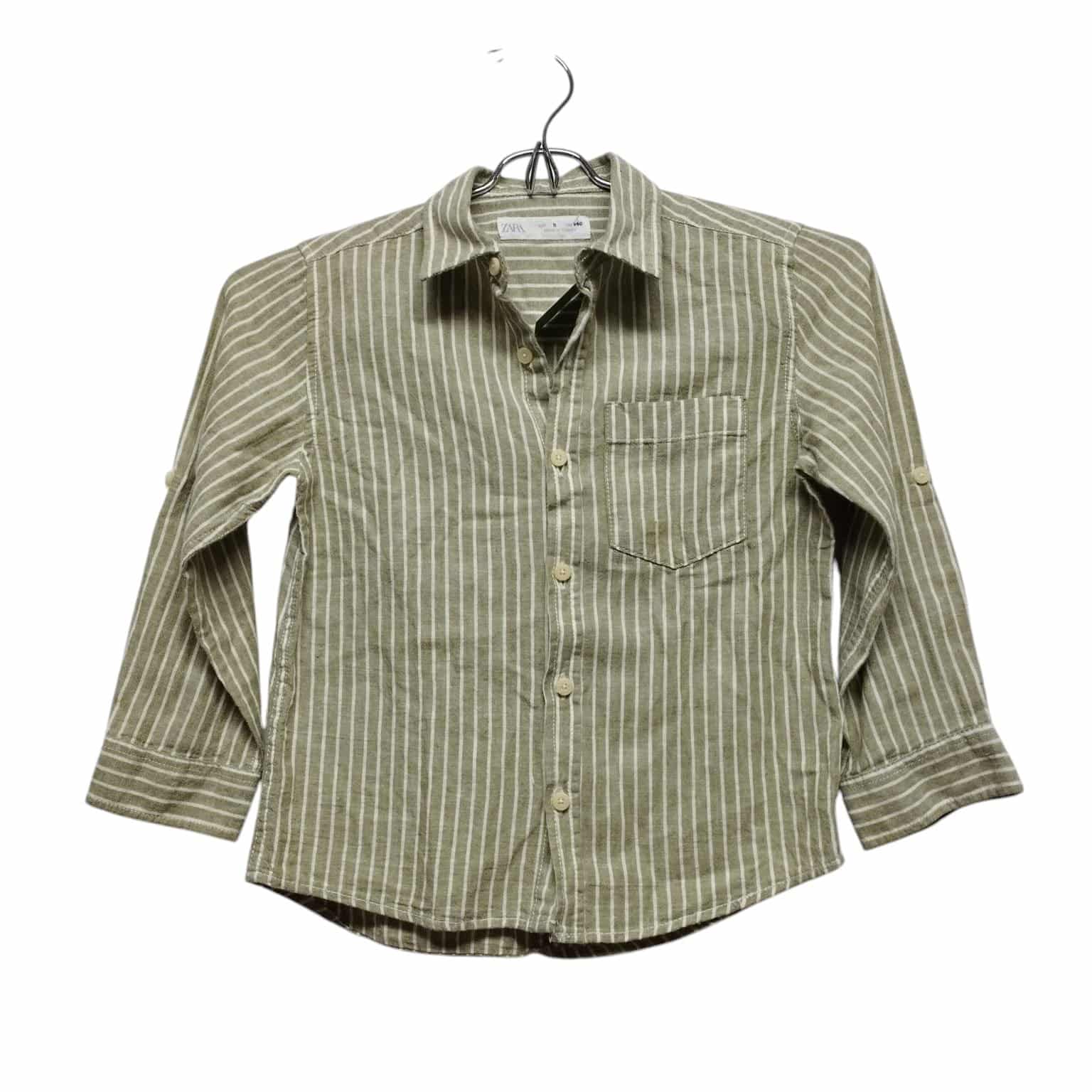 CAMISA A RAYAS VERDE BCO ZARA T 6