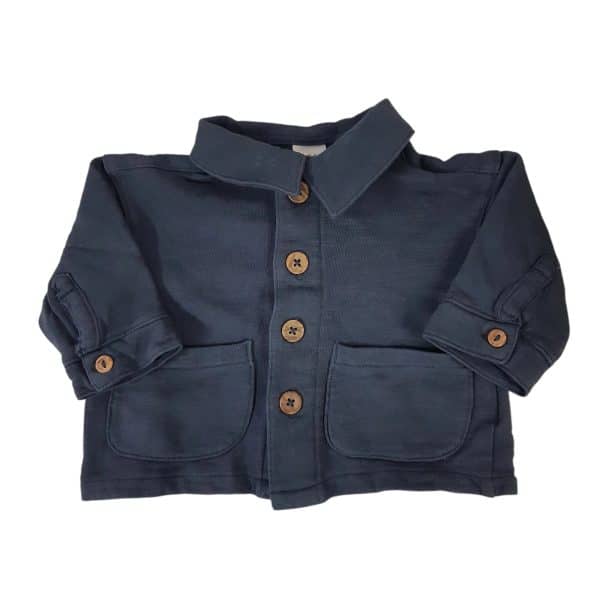 SOBRECAMISA ALG AZUL BOT MADERA H&M T4/6M