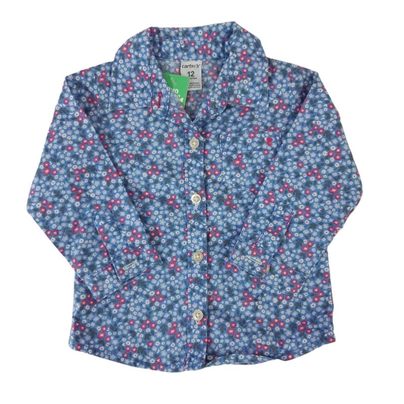 CAMISA CELESTE FLORCITAS CARTERS T12M