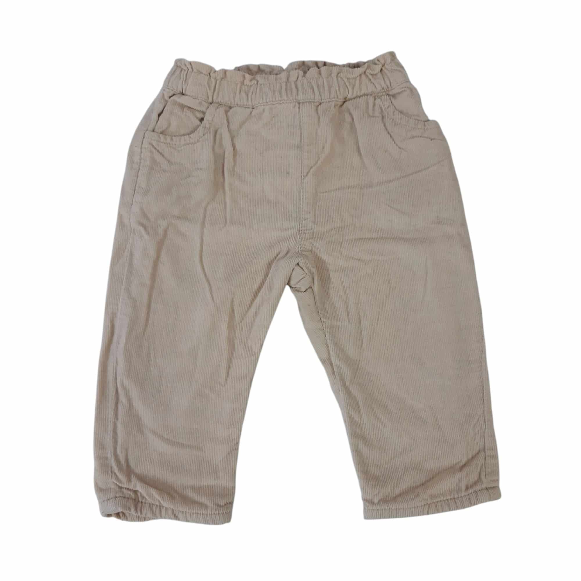 PANTALON PANA CREMITA FORRADO BABY 6/9M