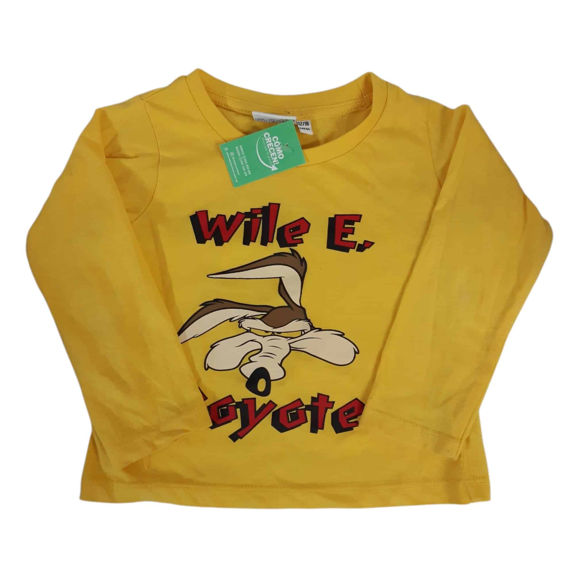 REMERA ALG AMARILLA WILE E COYOTE LOONEY TUNES T12/18M