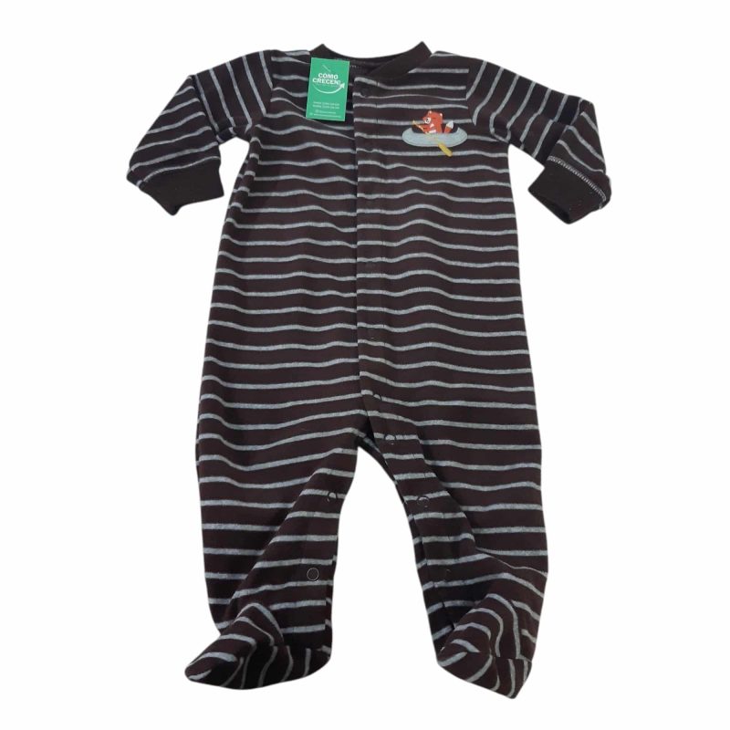PIJAMA POLAR MARRON RAYAS BCAS ZORRITO EN BOTE CARTERS T6M