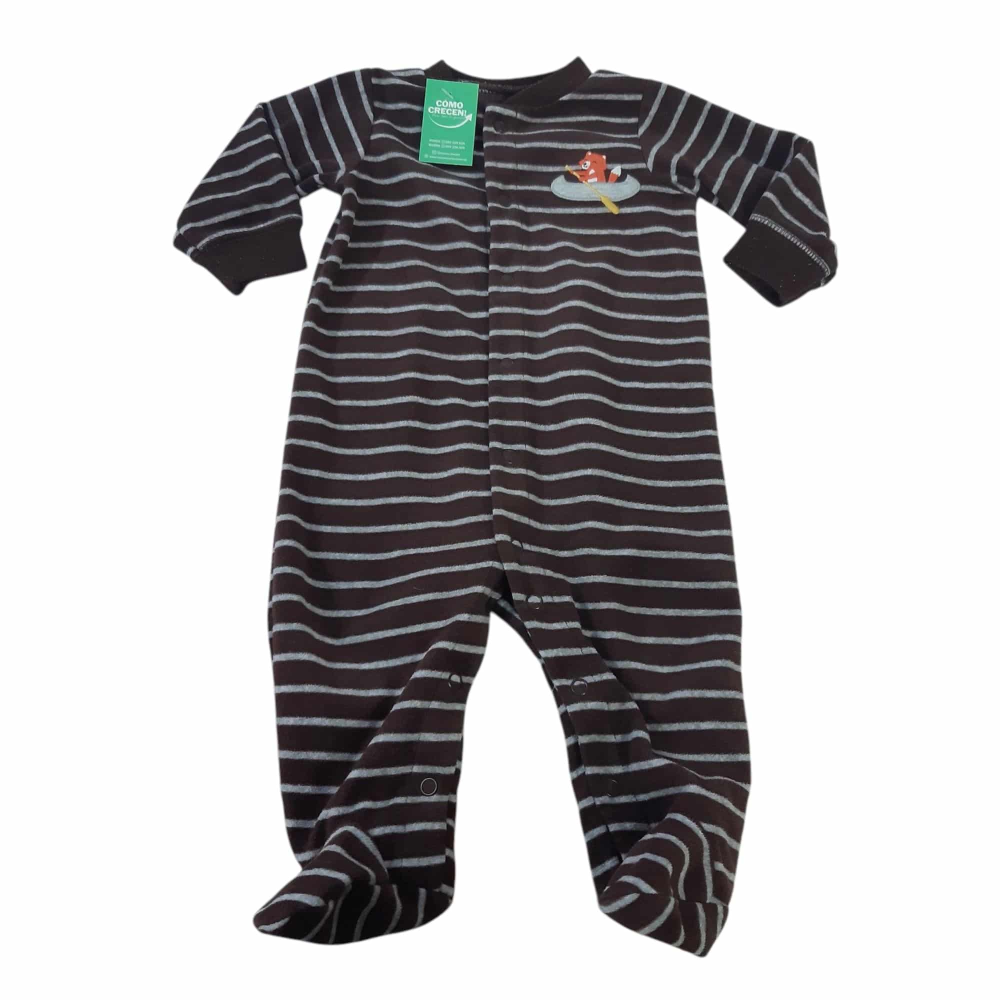 PIJAMA POLAR MARRON RAYAS BCAS ZORRITO EN BOTE CARTERS T6M