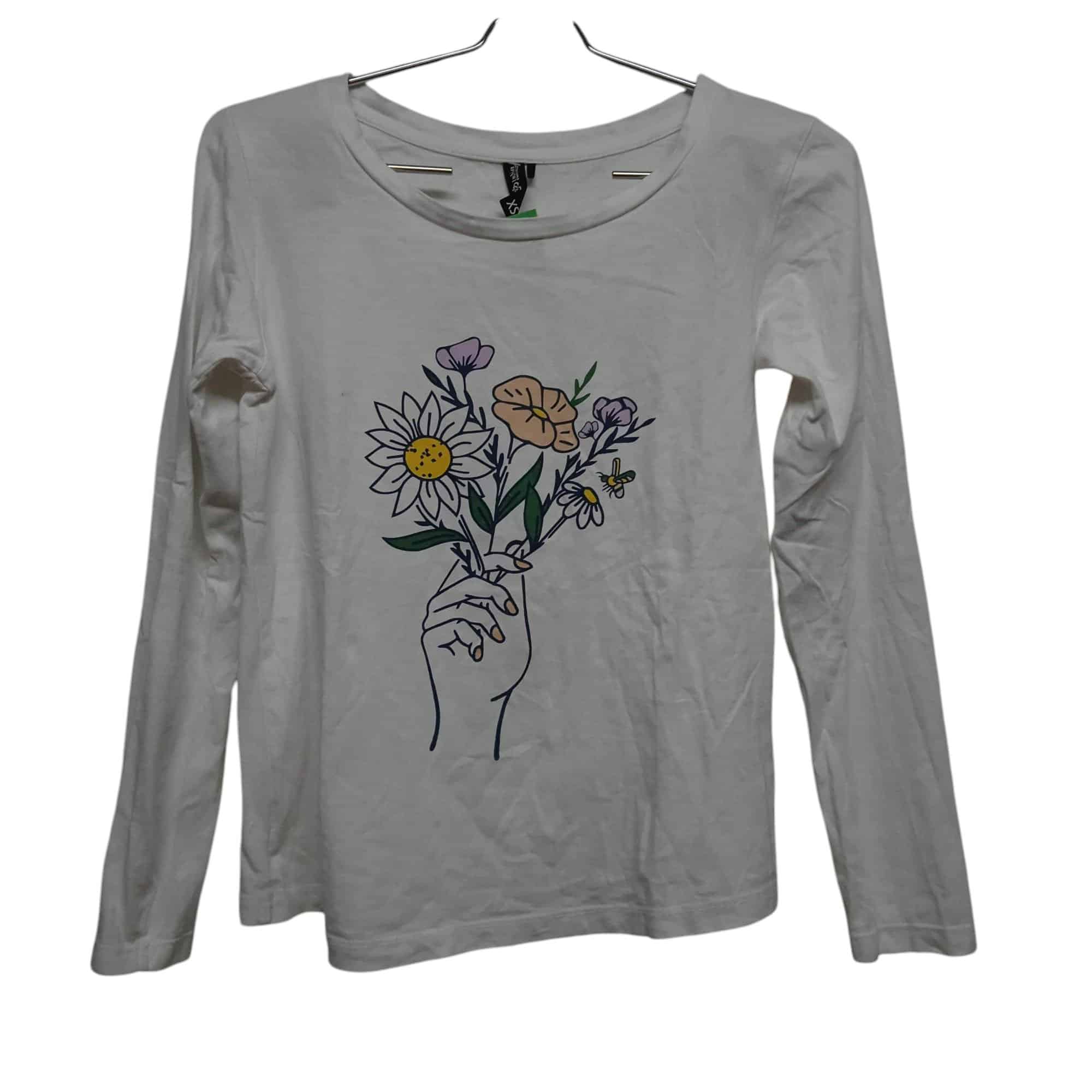 REMERA ALG BCO MANO CON FLORES INDIAN T XS