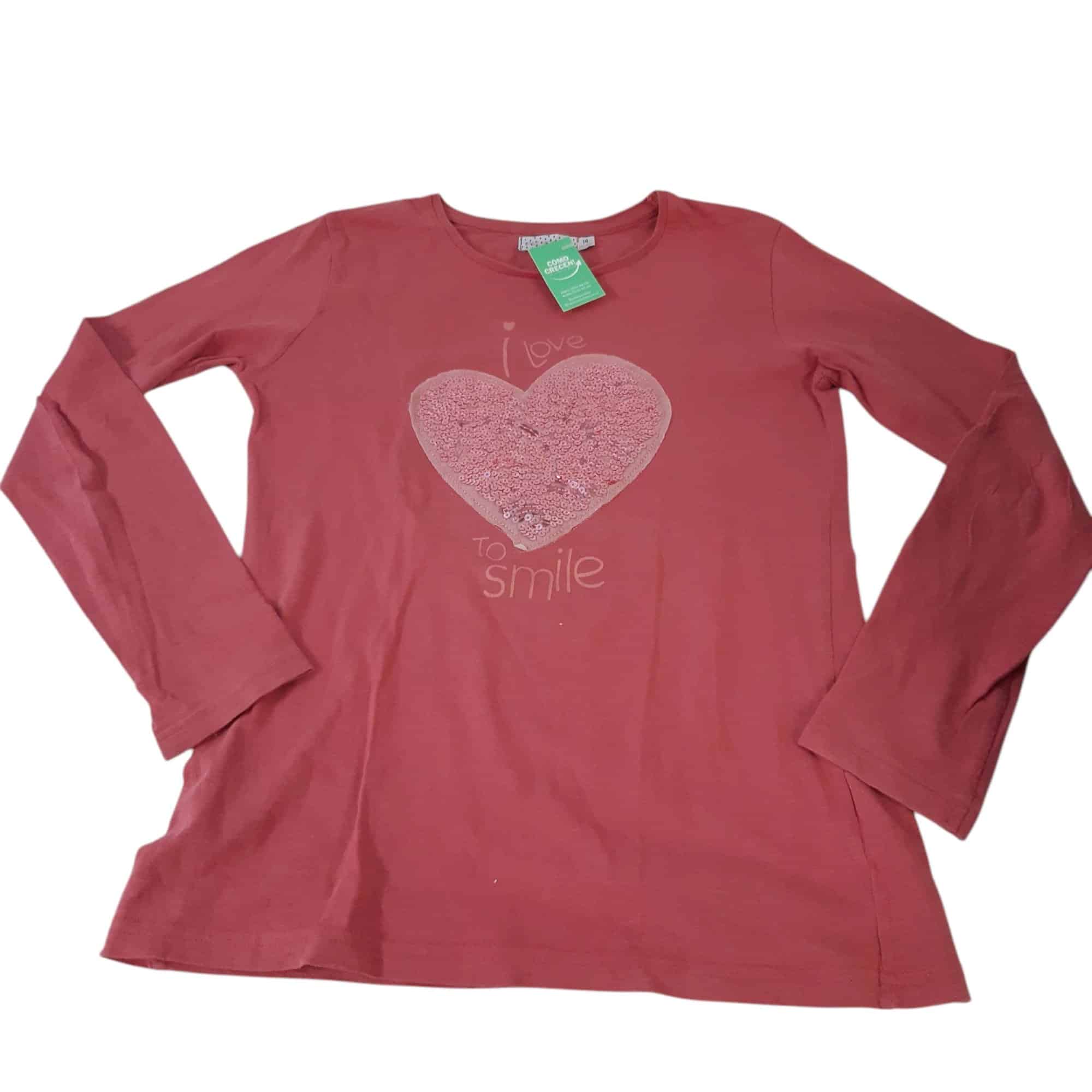REMERA ROSA I LOVE CORAZON LENTEJUELAS BASCI SFERA T14