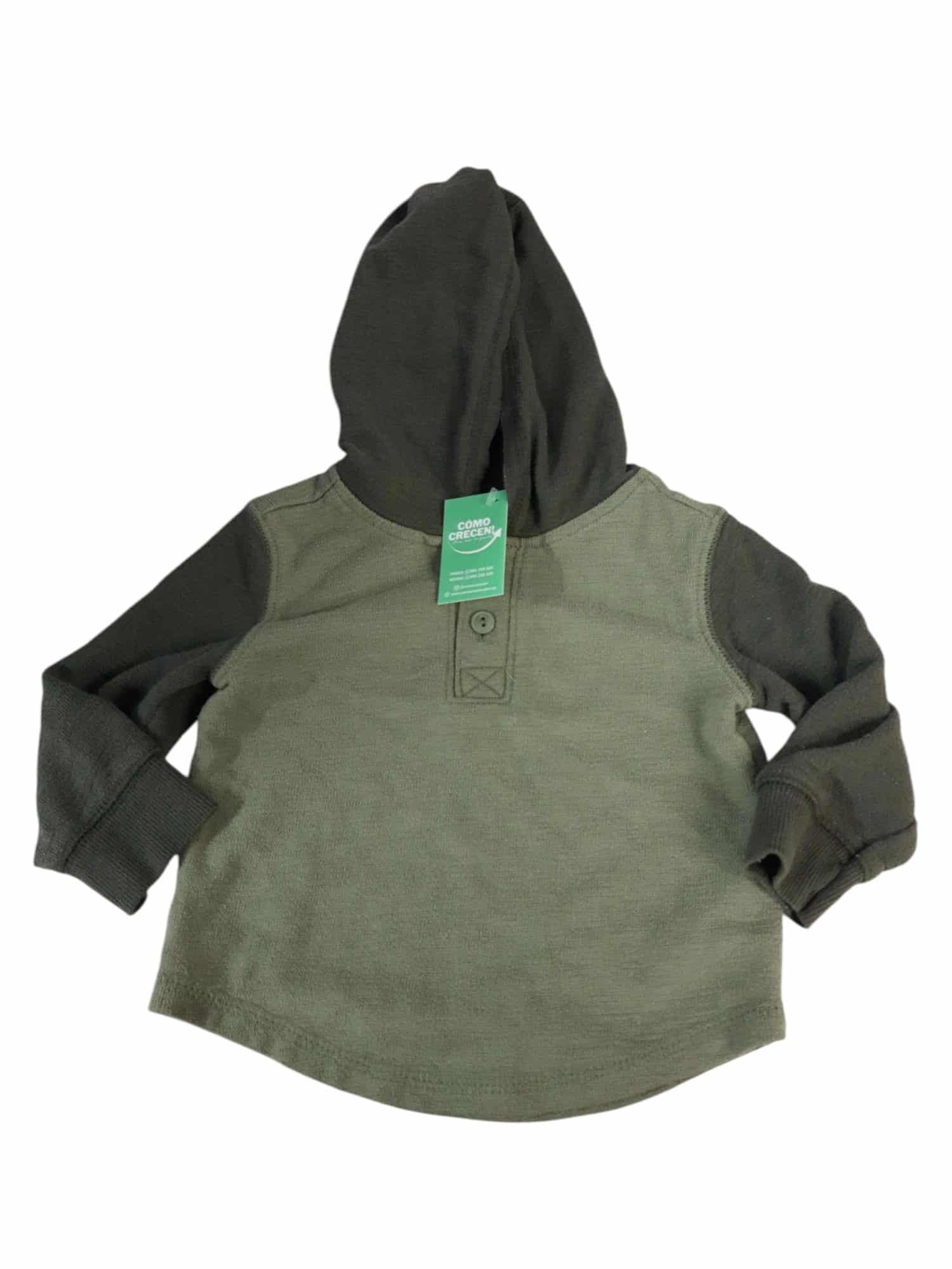 REMERA DOS TONOS VERDE CAPUCHA OLD NAVY T12/18M