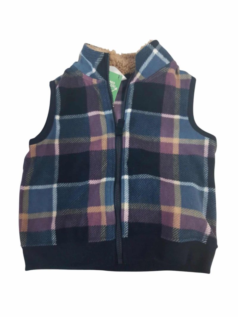 CHALECO POLAR CUADROS AZUL ROSA AMARILLO CARTERS T24M