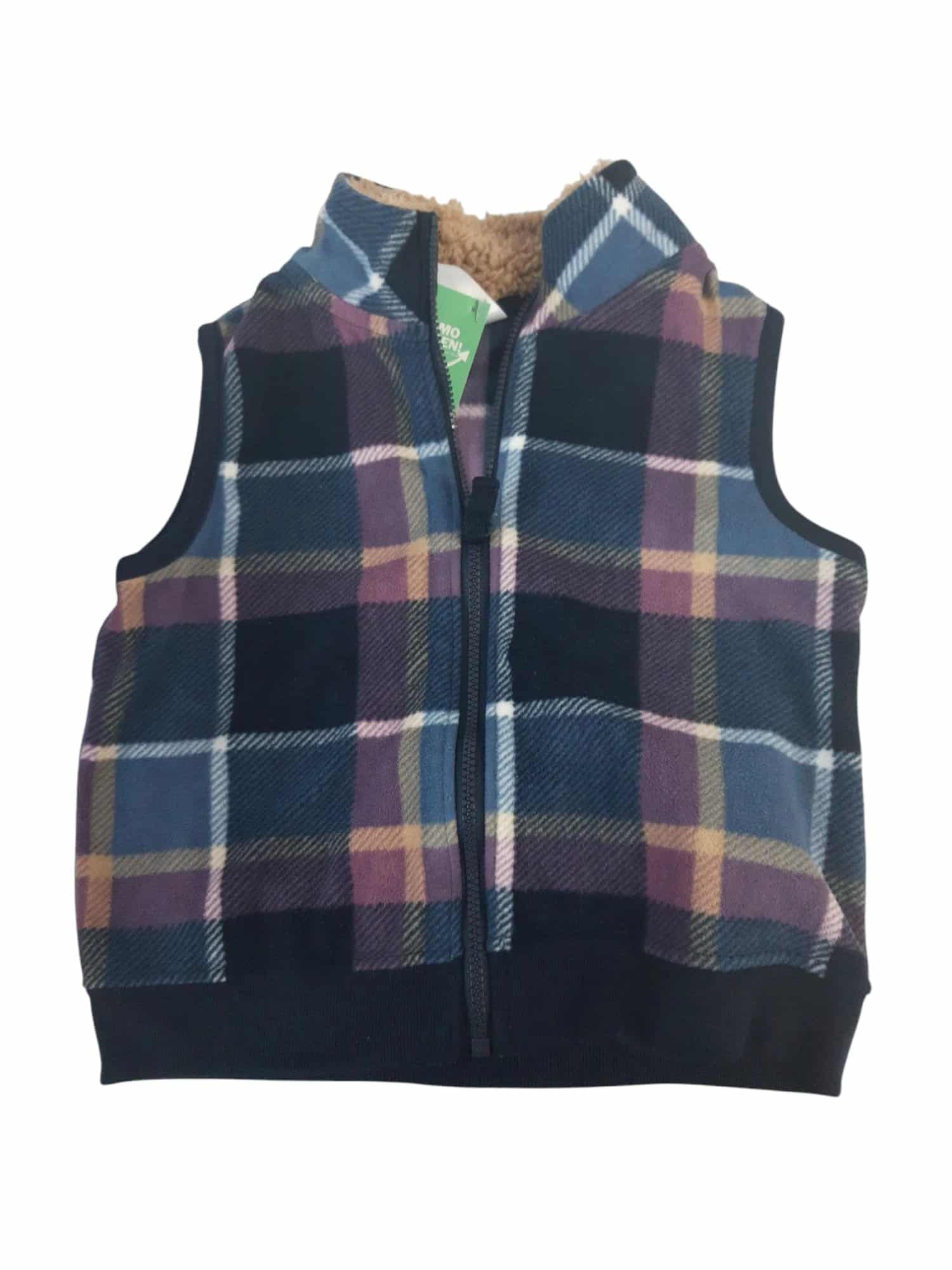 CHALECO POLAR CUADROS AZUL ROSA AMARILLO CARTERS T24M