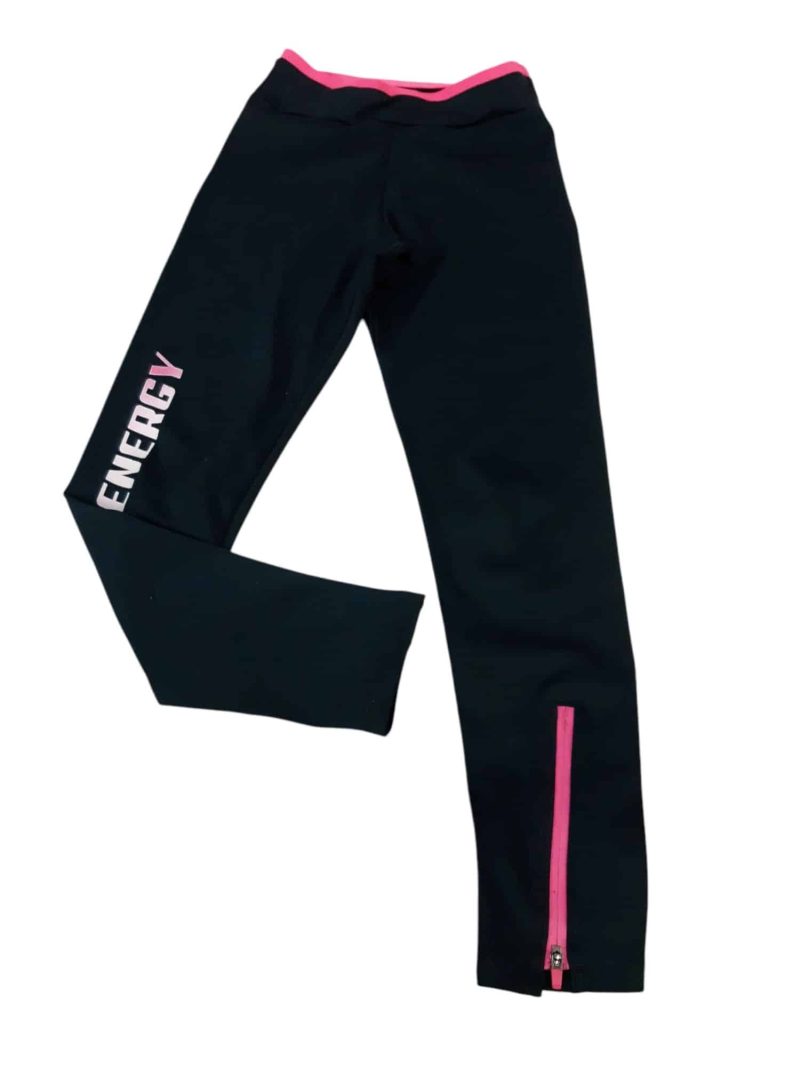 CALZA LICRA NEGRA BRODE ROSA FLUO ZARA T11/12 CIERRES EN BAJO