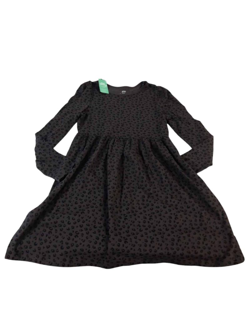 VESTIDO ALG MARRON ANIMAL PRINT NEGRO H&M T8/10