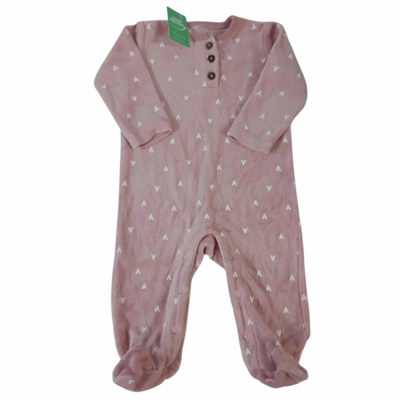 PIJAMA PIEL DURAZNO ROSA CORAZONES BCOS BOTONES ETIQ CORT T3/6M