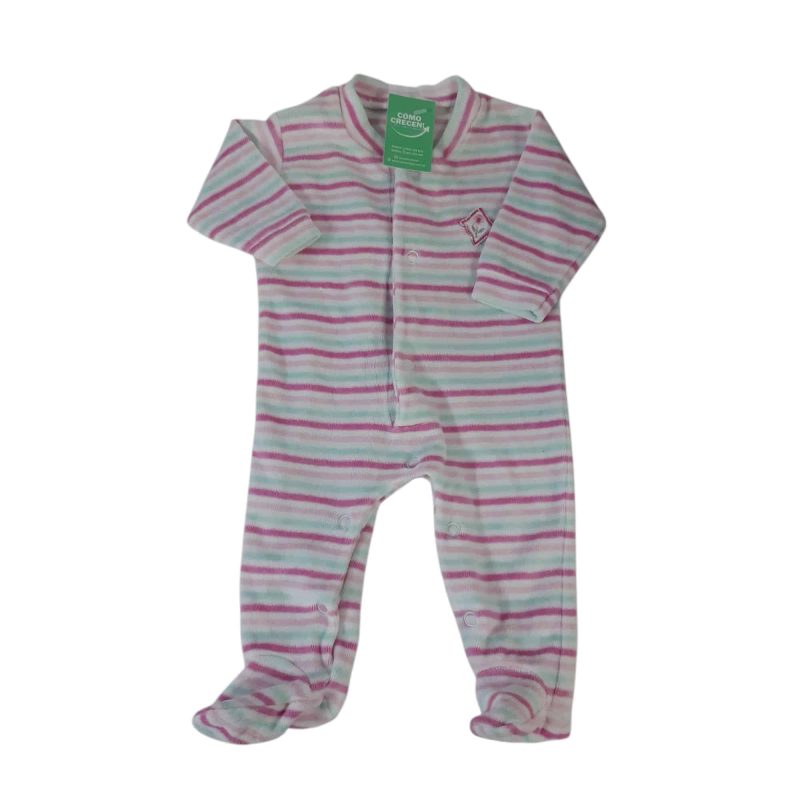 PIJAMA PIEL DURAZNO RAYAS BCO ROSA VERDE SIN MARCA T3/6M