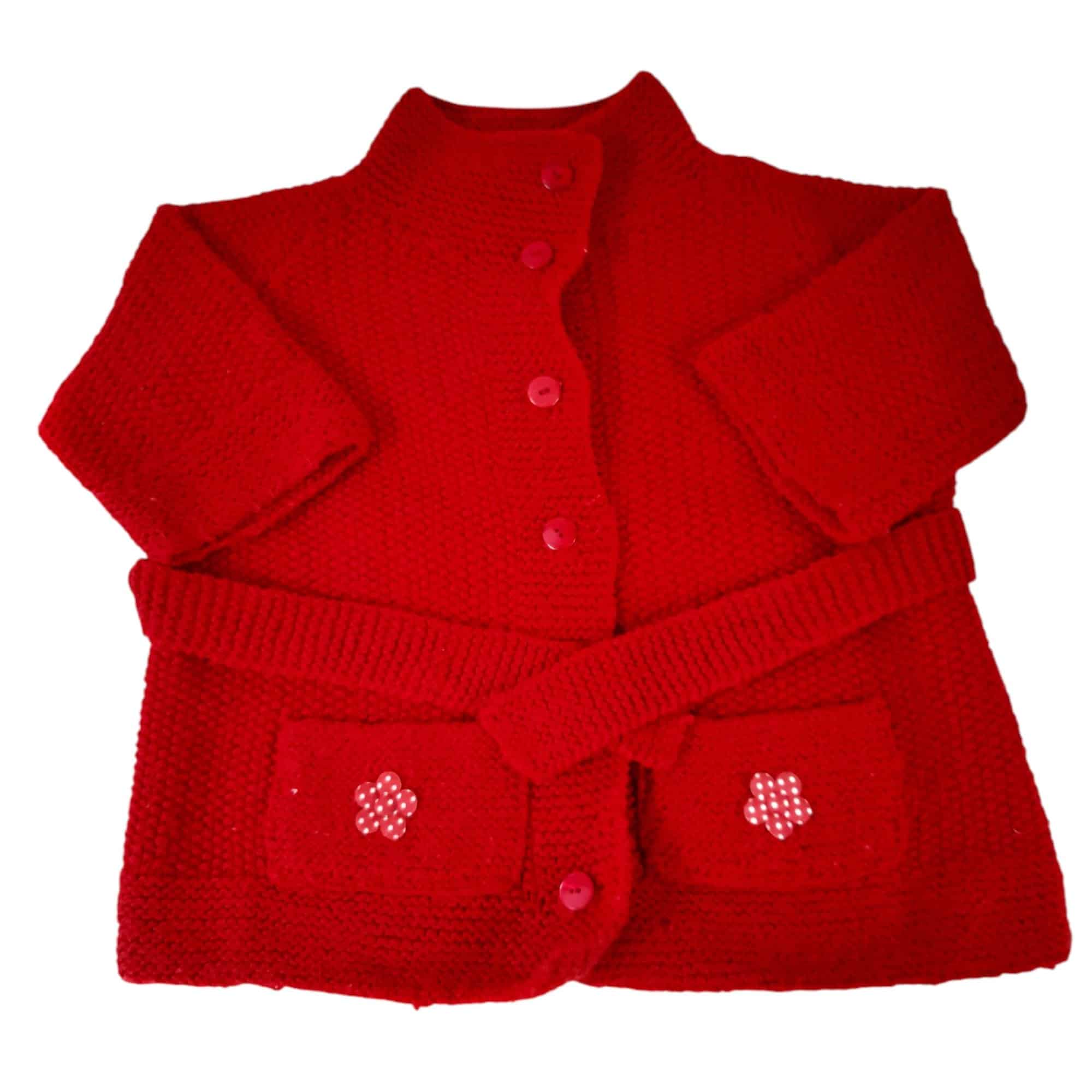 SACO LARGO LANA ROJO FLOR EN BOLSILLO FR T4AP
