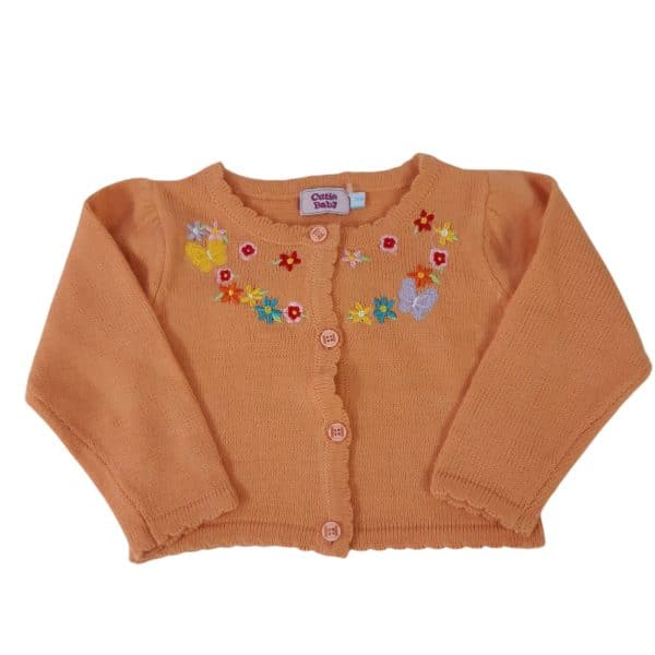 SACO LANA NARANJA FLORES BORDADAS CUTIE T0/6M FR