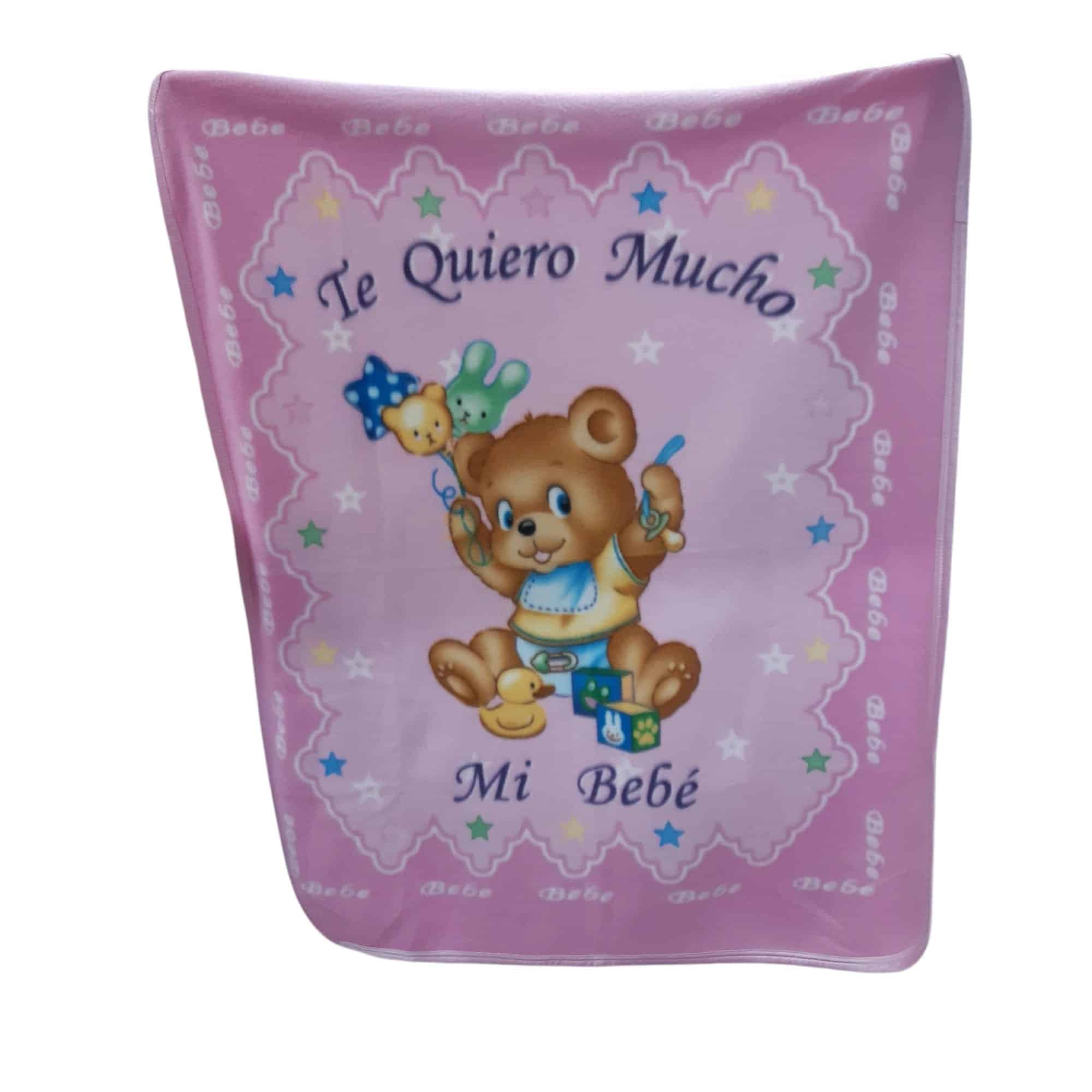 MANTA POLAR ROSA OSO CHUPETE TE QUIERO MUCHO CUNA