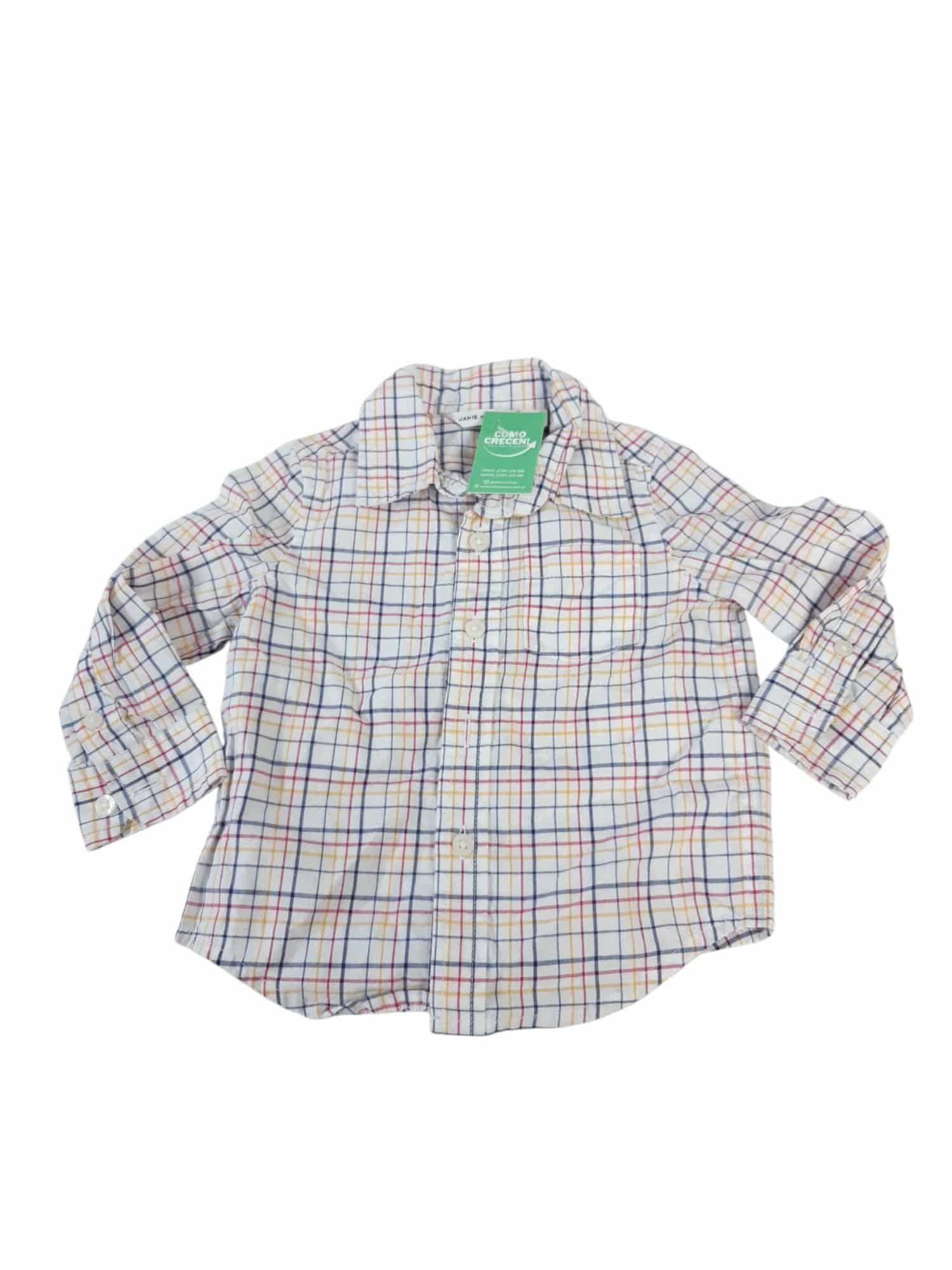 CAMISA BCA RAYAS AZUL AMARILLO ROSA JANIE AND JACK T6/12M