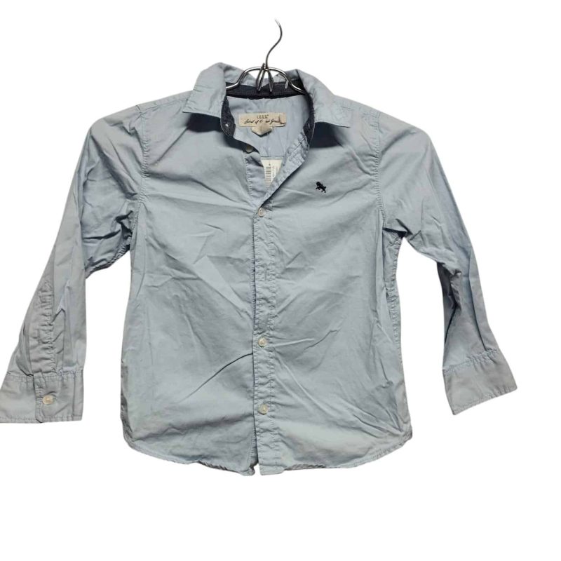 CAMISA CELESTE UNICORNIO BORDADO EN AZUL H&M T 5-6