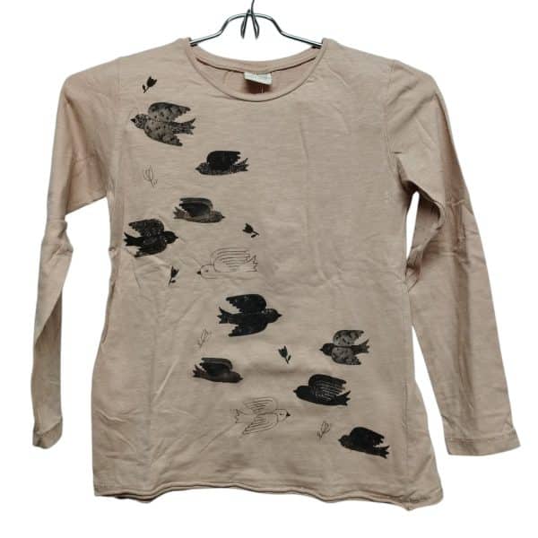 REMERA ALG BEIGE PAJAROS  BRILLOS ZARA T 8 GT