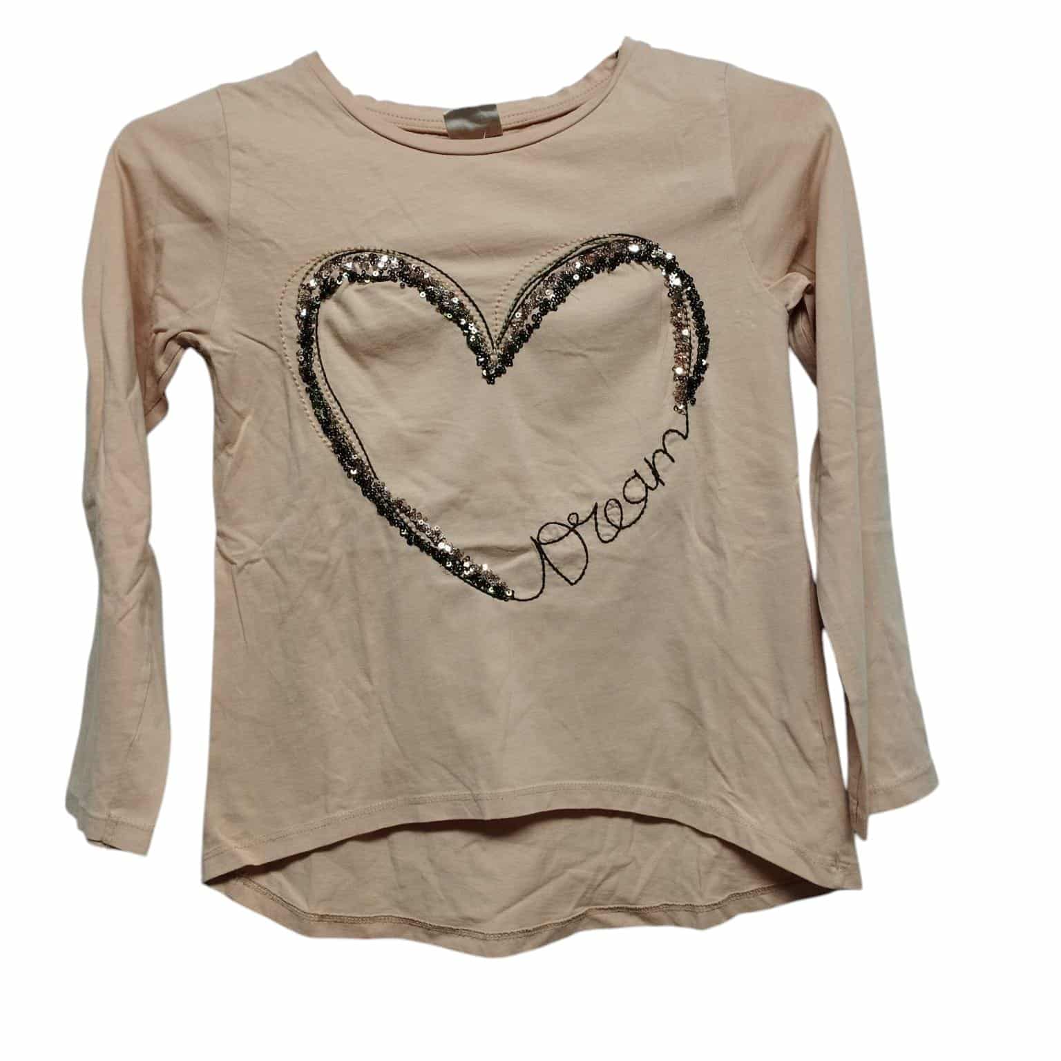REMERA ALG SALMON CORAZON  DREAM LENTEJUELAS ZARA T 9
