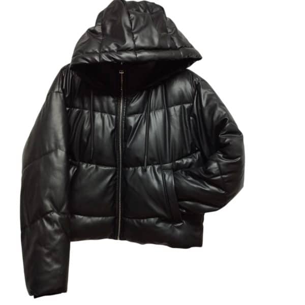 CAMPERA CUERINA NEGRA C CAPUCHA ZARA T M MCH BCA - Imagen 2