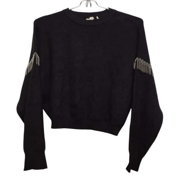 BUZO LANA NEGRO FLECOS PLATEADOS INDIAN TS