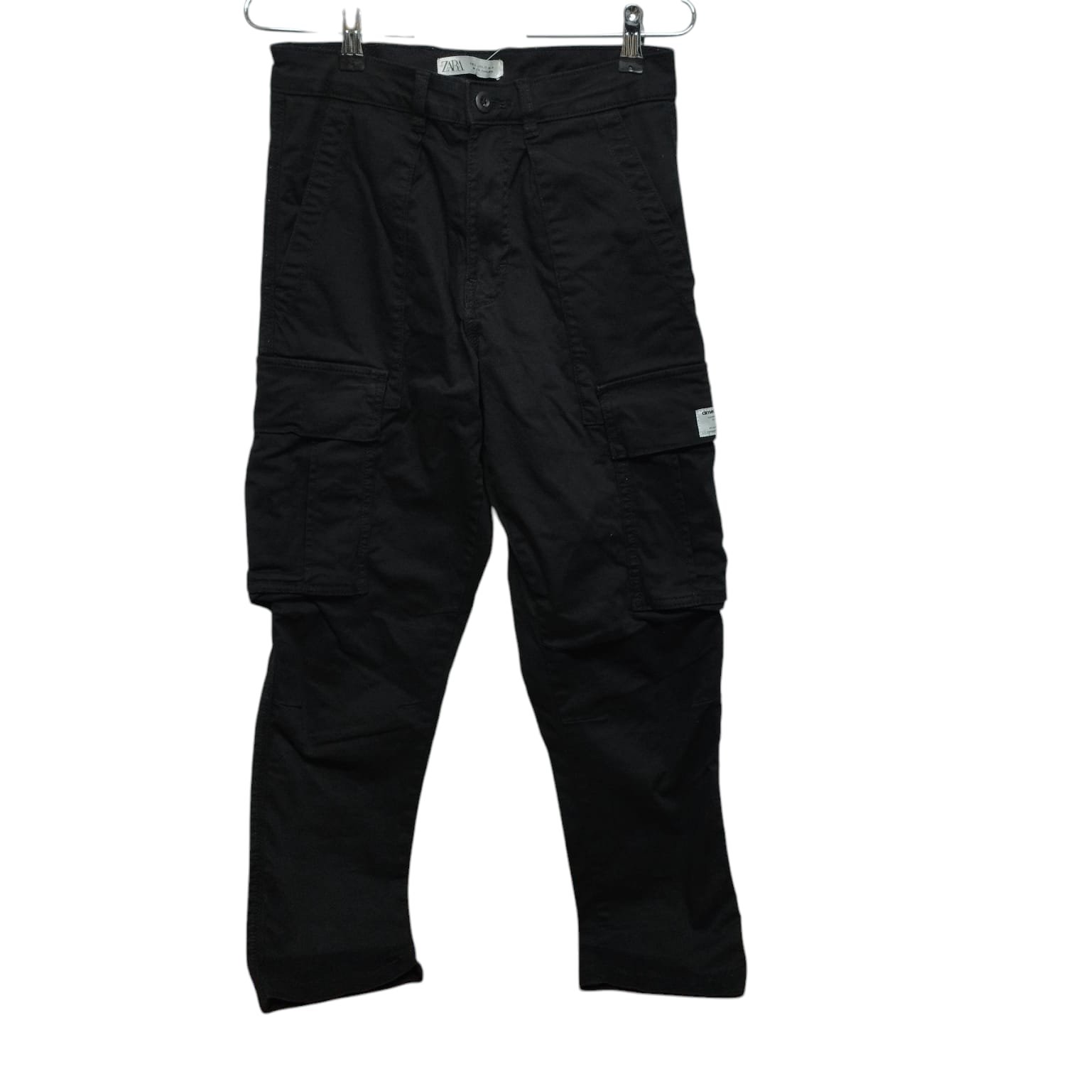 PANTALON GABARDINA NEGRO CARGO ZARA T38