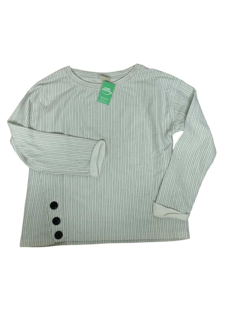 REMERA ALG BCO RAYITAS GRIS 3 BOTONES ZARA T 10