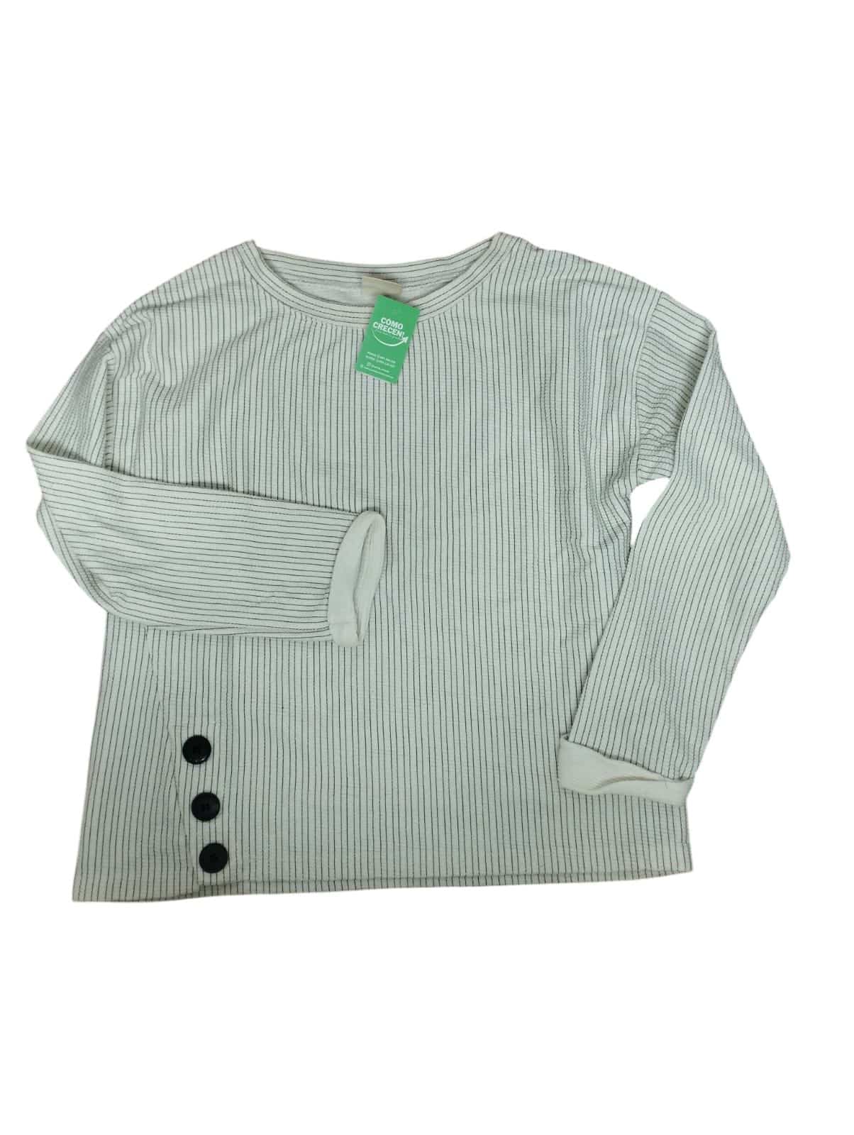 REMERA ALG BCO RAYITAS GRIS 3 BOTONES ZARA T 10