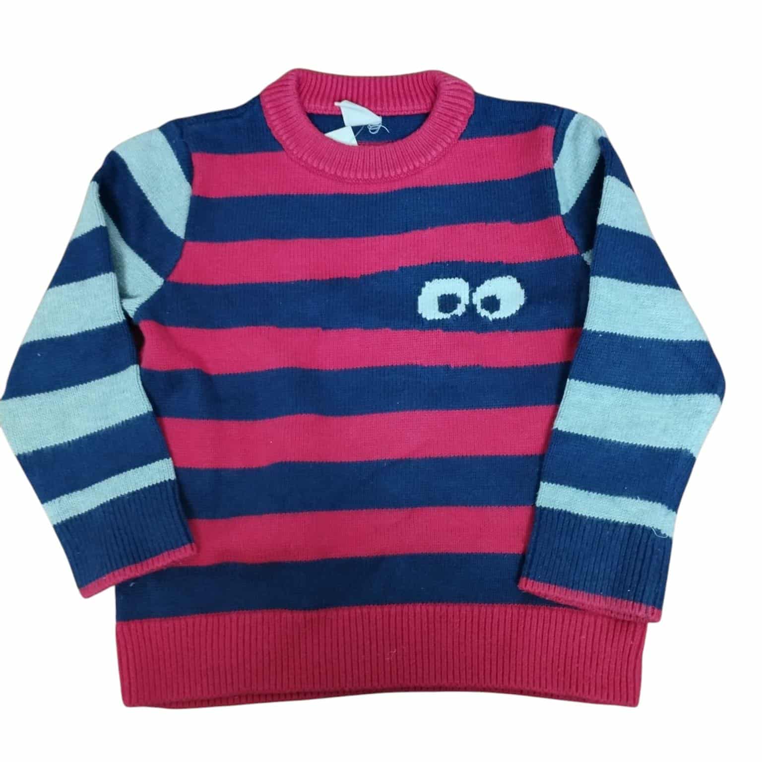 BUZO LANA A RAYAS AZUL ROJO GRIS OJITOS GAP T 2