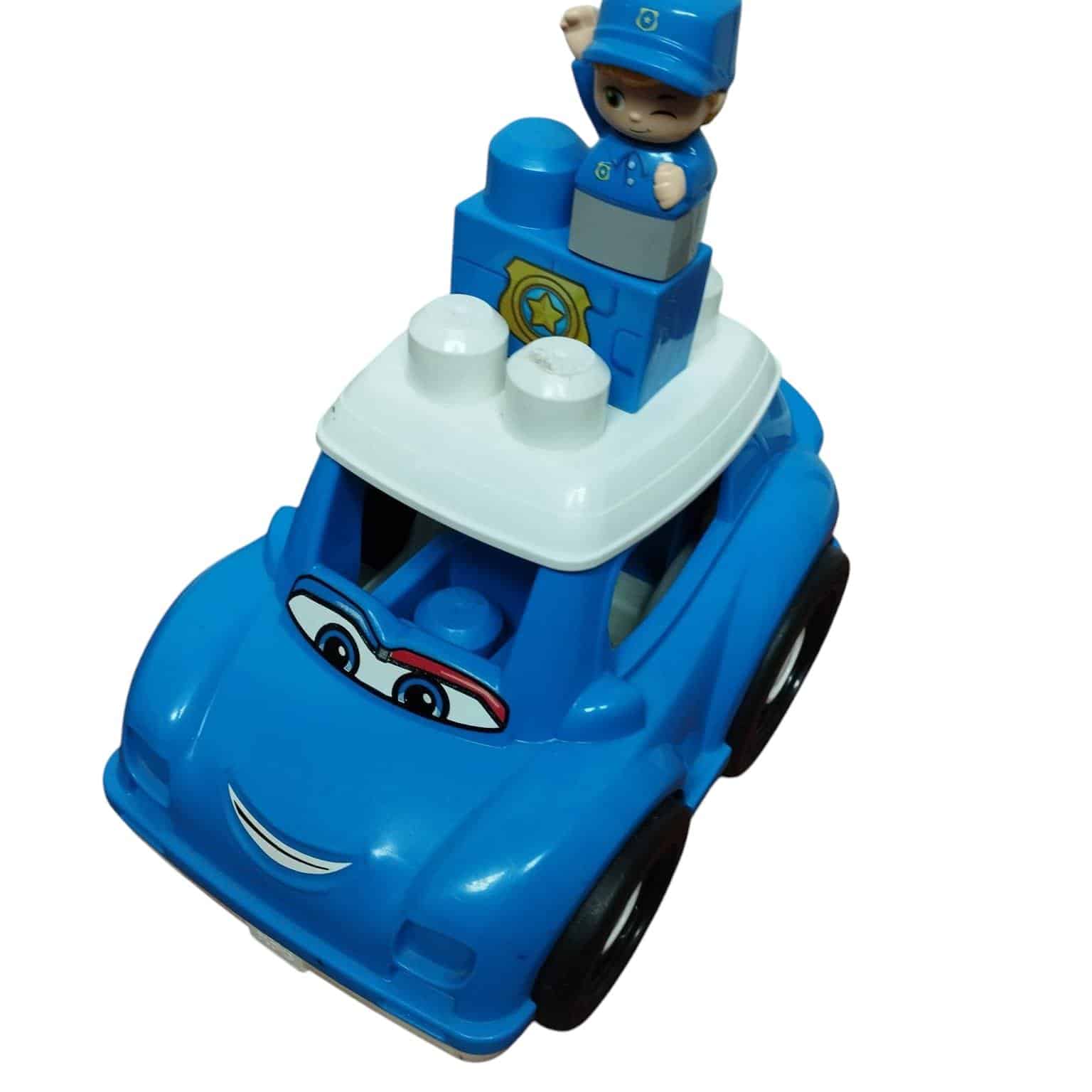 AUTO PLASTICO AZUL BCO C PIEZAS PARA ENCASTRAR POLICIA