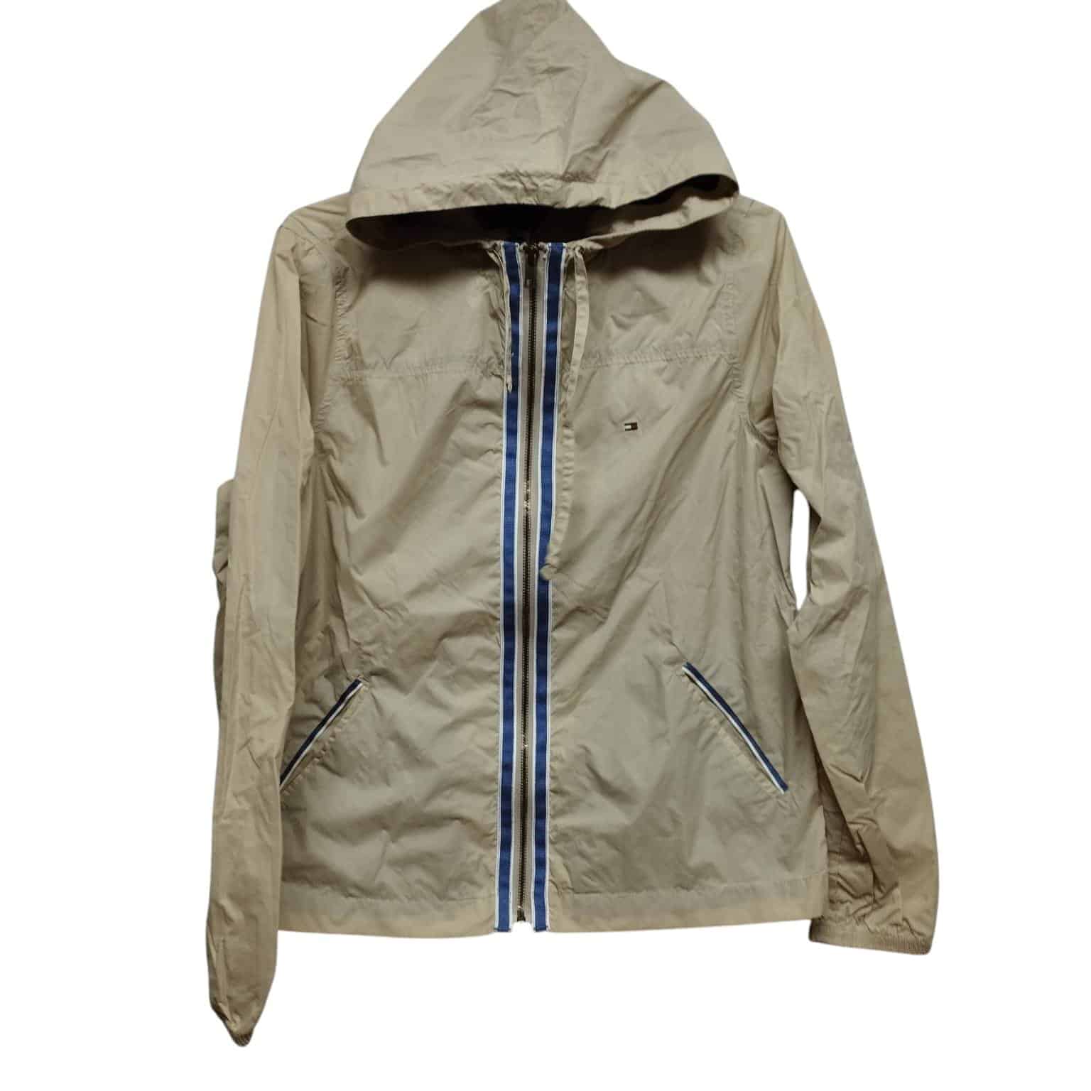 CAMPERA NYLON BEIGE FRANJA AZUL BCA TOMMY HILFIGER T M IMPERMEABLE