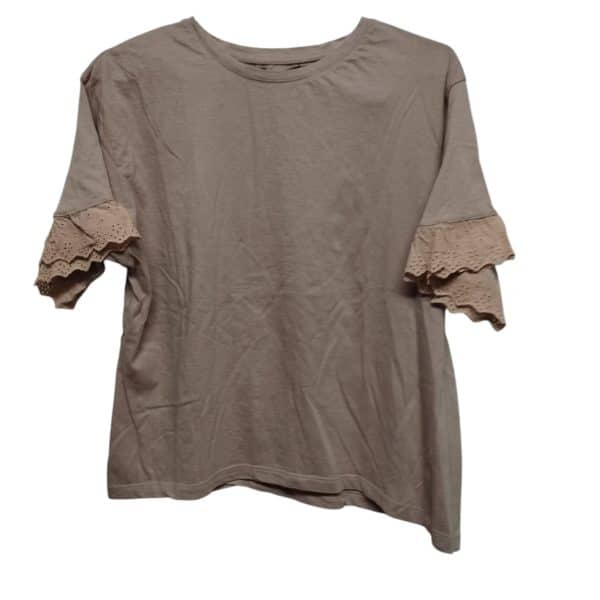REMERA ALG ROSA VIEJO DET BRODERIE MANGAS GUAPA T L
