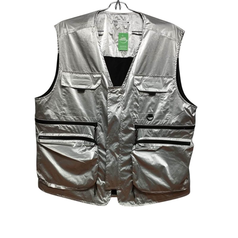 CHALECO GRIS METALIZADO NEGRO  ZARA T S-M