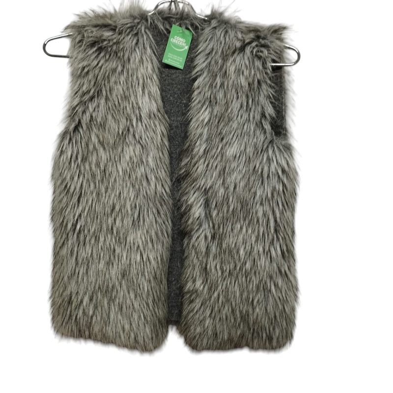 CHALECO PELUDITO GRIS NEGRO  T 13-14 APROX