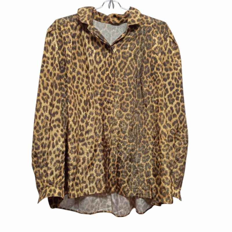 CAMISA SATEN ANIMAL PRINT AMARILLO VERDE TL