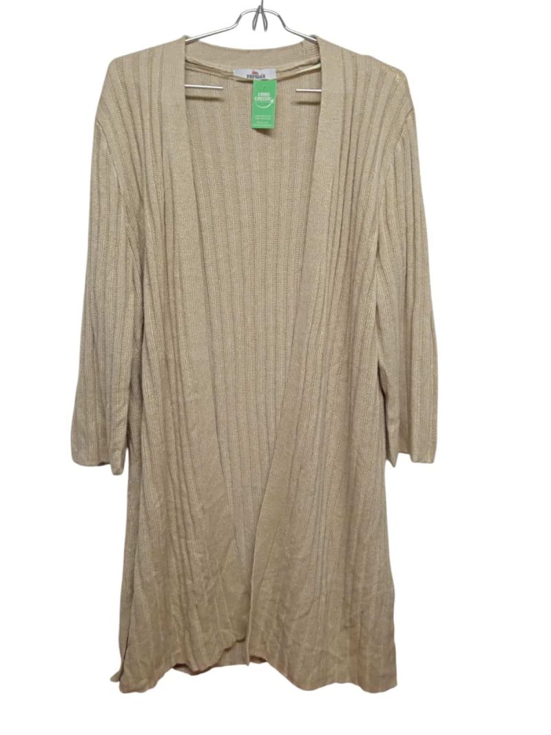 SACO LARGO LANA BEIGE DORADO TAJOS PAPRIKA T L APROX