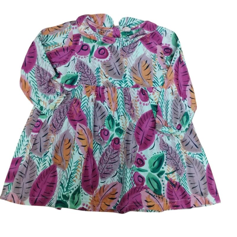 VESTIDO TELA BLANCO HOJAS LILA FUXIA THOMAS TRENT T12/18M
