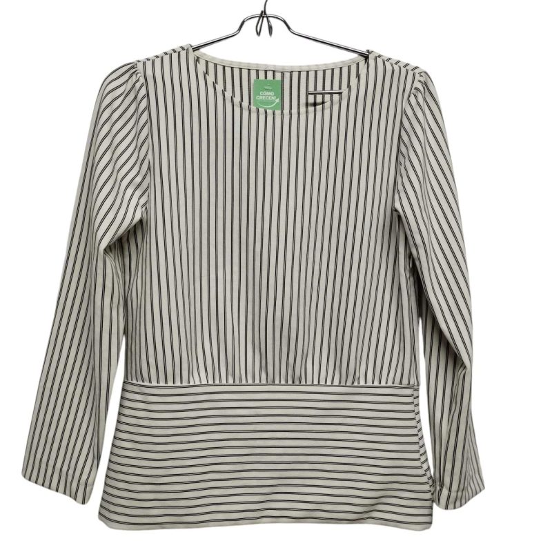 BLUSA  ACRILICO BCO RAYITAS NEGRAS CIERRE LATERAL T M AP