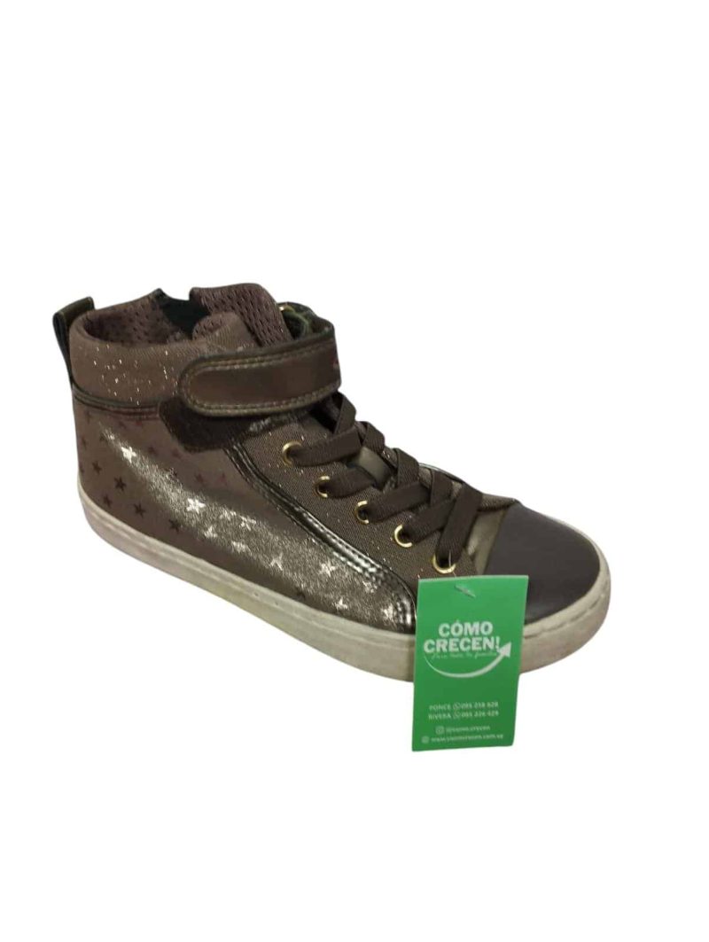 CHAMPIONES BOTITA CUERINA LONA MARRON ESTRELLAS DORADAS GEOX T 31