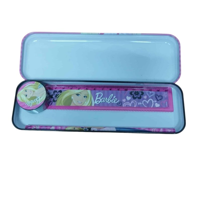 CARTUCHERA BARBIE ROSA LATA CON ART ESCOLAR - Imagen 2
