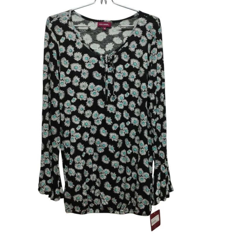 BLUSA ALG NEGRA FLORES NEW WAVE T 36- M NUEVA